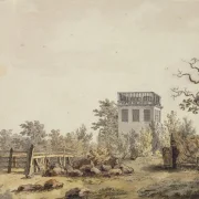 Caspar David Friedrich | Landskab med en pavillon - 1797 | Indrammet kunsttryk | Romantic | formida