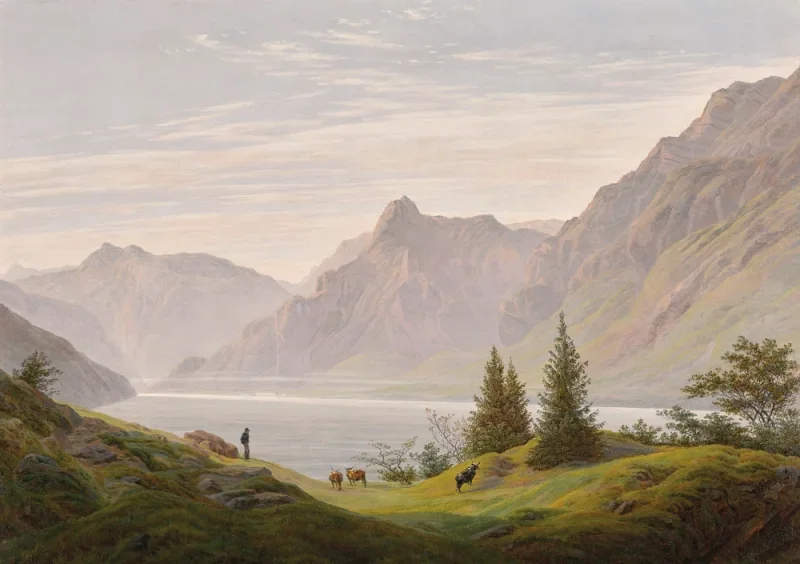 Caspar David Friedrich | Landskab med bjergsø - 1810 | Indrammet kunsttryk | Romantic | formida