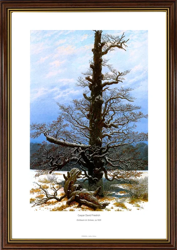 Caspar David Friedrich | Egetræ i sneen - 1829 | Gallery Edition | Indrammet kunsttryk | Romantic 