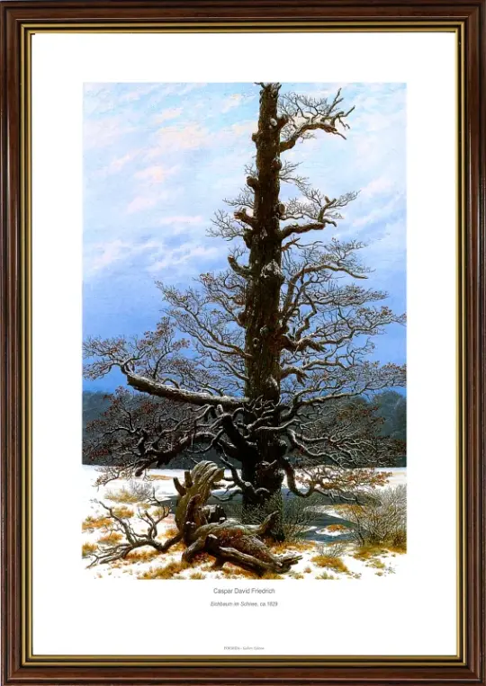 Caspar David Friedrich | Egetræ i sneen - 1829 | Gallery Edition | Indrammet kunsttryk | Romantic 