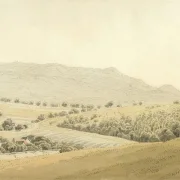 Caspar David Friedrich | Mittelgebirge landskab - 1828 | Indrammet kunsttryk | Romantic | formida