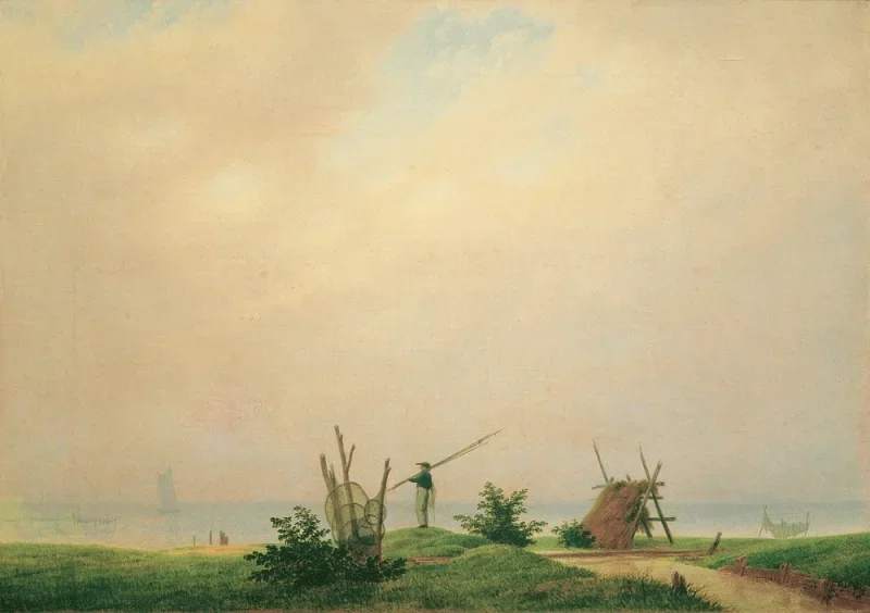 Caspar David Friedrich | Havstrand med fiskere - 1807 | Indrammet kunsttryk | Romantic | formida