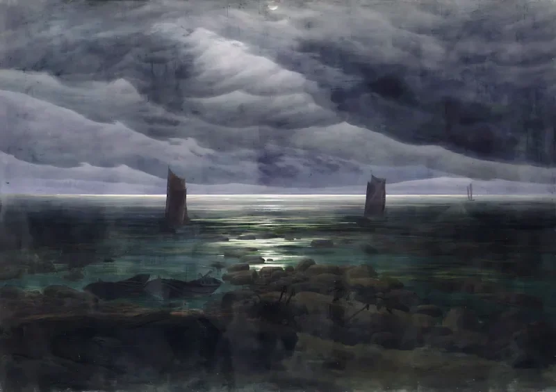 Caspar David Friedrich | Strand ved måneskin - 1836 | Indrammet kunsttryk | Romantic | formida
