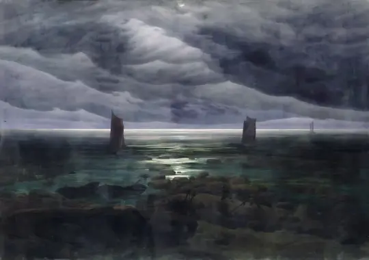 Caspar David Friedrich | Strand ved måneskin - 1836 | Indrammet kunsttryk | Romantic | formida