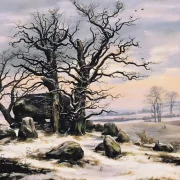 Caspar David Friedrich | Megalitisk grav om vinteren - 1824 | Indrammet kunsttryk | Romantic | formida