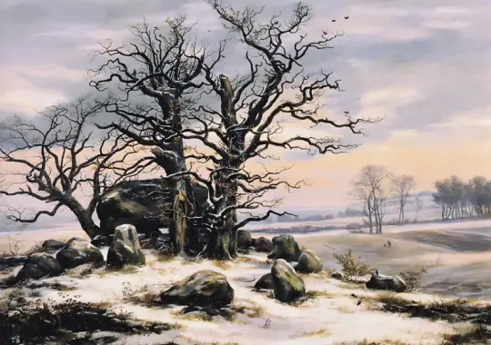 Caspar David Friedrich | Megalitisk grav om vinteren - 1824 | Indrammet kunsttryk | Romantic | formida
