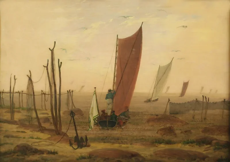 Caspar David Friedrich | Både afgår - 1815 | Indrammet kunsttryk | Romantic | formida