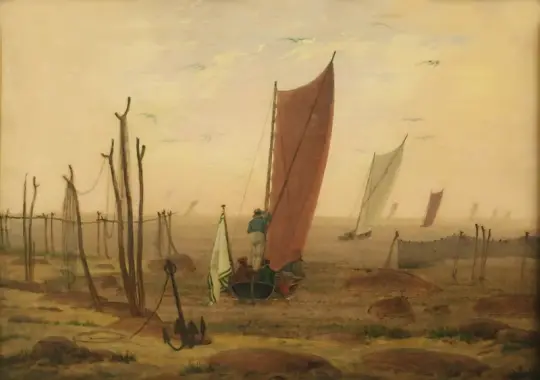Caspar David Friedrich | Både afgår - 1815 | Indrammet kunsttryk | Romantic | formida