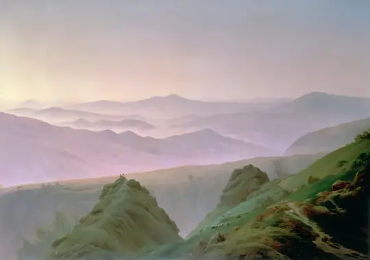 Caspar David Friedrich | Morgen i bjergene - 1823 | Indrammet kunsttryk | Romantic | formida