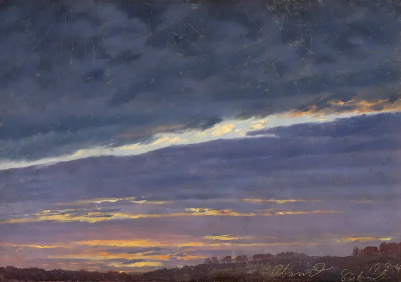 Caspar David Friedrich | Overskyet nattehimmel - 1824 | Indrammet kunsttryk | Romantic | formida