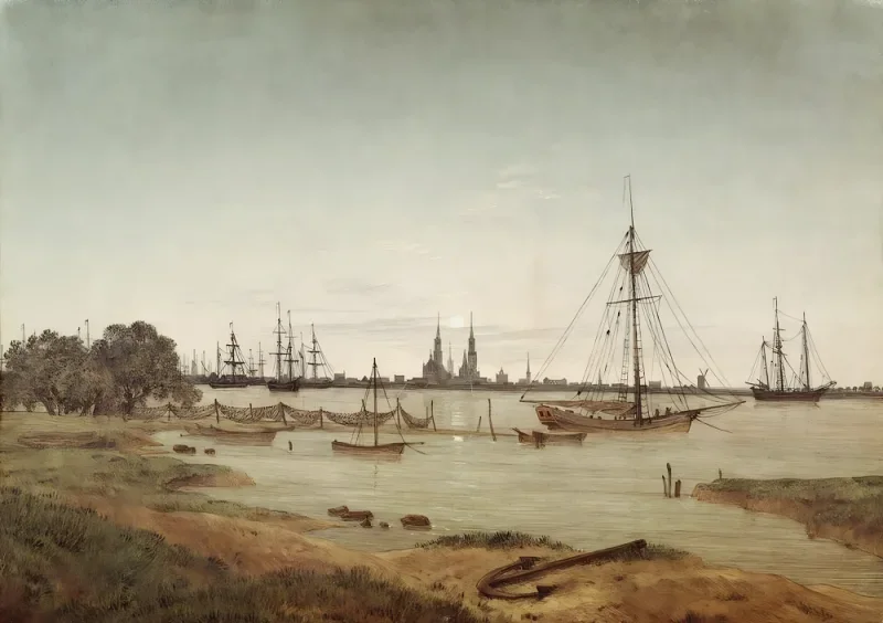 Caspar David Friedrich | Havn ved måneskin - 1811 | Indrammet kunsttryk | Romantic | formida