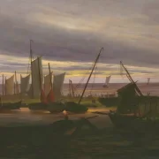 Caspar David Friedrich | Skibe i havnen om natten - 1828 | Indrammet kunsttryk | Romantic | formida