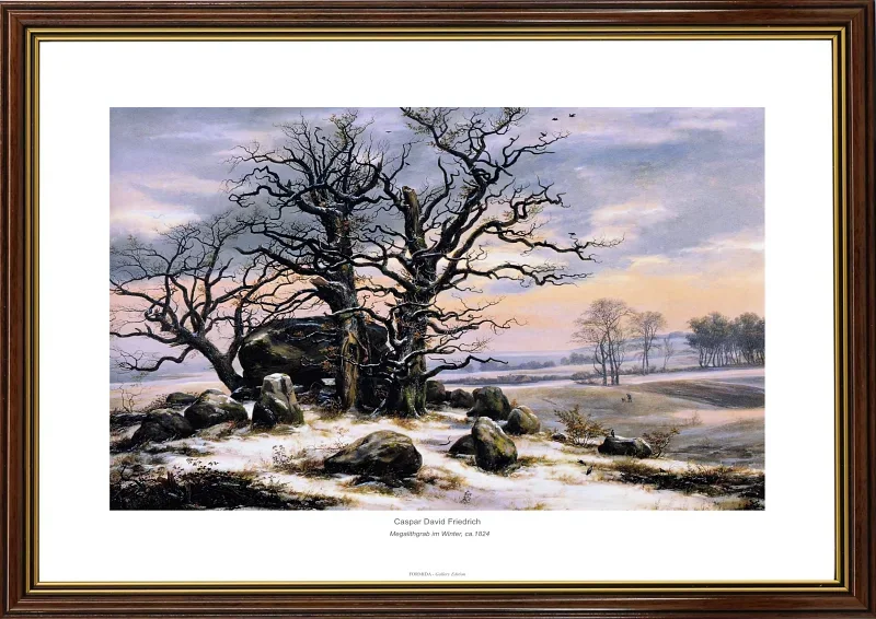 Caspar David Friedrich | Megalitisk grav om vinteren - 1824 | Gallery Edition | Indrammet kunsttryk | Romantic 