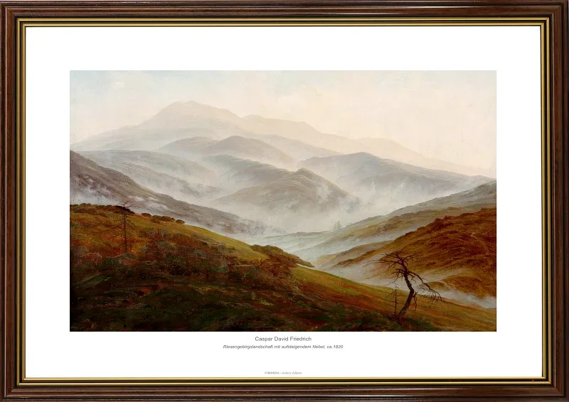 Caspar David Friedrich | Landskab i Riesengebirge med stigende tåge - 1820 | Gallery Edition |  Indrammet kunsttryk | Romantic 