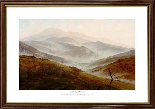 Caspar David Friedrich | Landskab i Riesengebirge med stigende tåge - 1820 | Gallery Edition |  Indrammet kunsttryk | Romantic 