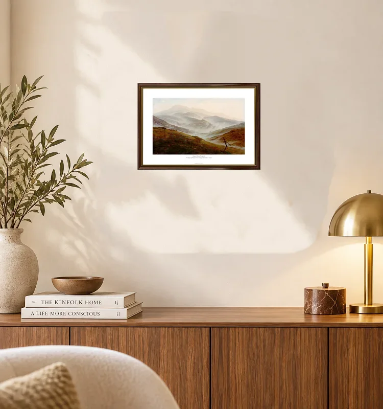 Caspar David Friedrich | Landskab i Riesengebirge med stigende tåge - 1820 | Gallery Edition |  Indrammet kunsttryk | Romantic 