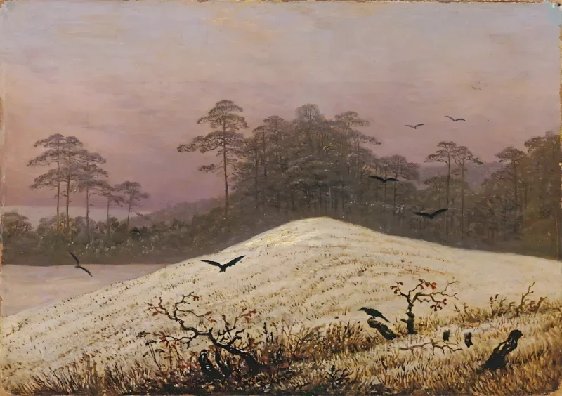 Caspar David Friedrich | Snehøj med ravne - 1774 | Indrammet kunsttryk | Romantic | formida
