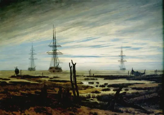 Caspar David Friedrich | Skibe for anker - 1820 | Indrammet kunsttryk | Romantic | formida