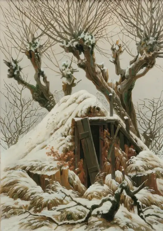 Caspar David Friedrich | Snedækket hytte - 1827 | Indrammet kunsttryk | Romantic | formida