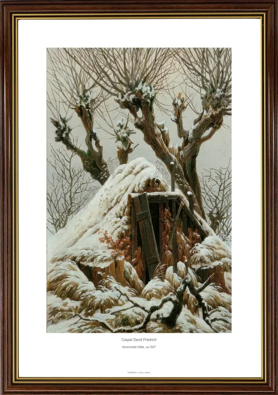 Caspar David Friedrich | Snedækket hytte - 1827 | Gallery Edition |  Indrammet kunsttryk | Romantic 