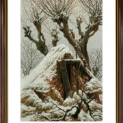 Caspar David Friedrich | Snedækket hytte - 1827 | Gallery Edition |  Indrammet kunsttryk | Romantic 