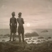 Caspar David Friedrich | Zwei Männer am Meeresufer - 1835 | Gerahmter Kunstdruck | Romantik | formida