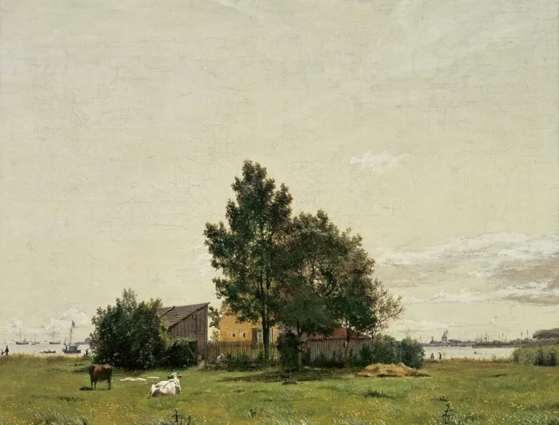 Christen Købke – Abschnitt in der Nähe des Kalkofens mit Blick auf Kopenhagen 1836 | Giclée Kunstdruck gerahmt