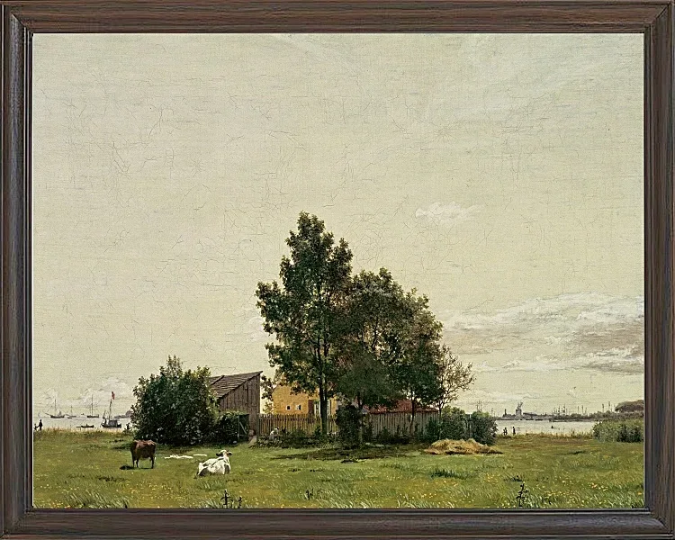 Christen Købke – Abschnitt in der Nähe des Kalkofens mit Blick auf Kopenhagen 1836 | Giclée Kunstdruck gerahmt