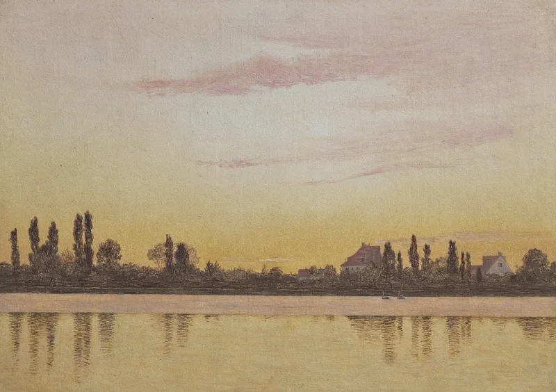 Christen Købke | Dosseringen vom Meer aus gesehen - 1837 | Gerahmter Kunstdruck | Goldenes Zeitalter Dänemark | formida
