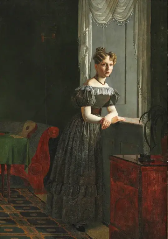 Christen Købke | Portræt af kunstnerens søster Conradine Købke - 1830 | Indrammet kunsttryk | Danmarks Guldalder | formida
