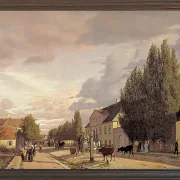 Christen Købke – Blick auf eine Straße in Østerbro außerhalb von Kopenhagen, Morgenlicht 1836 | Giclée Kunstdruck gerahmt
