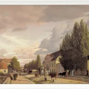 Christen Købke – Blick auf eine Straße in Østerbro außerhalb von Kopenhagen, Morgenlicht 1836 | Giclée Kunstdruck gerahmt