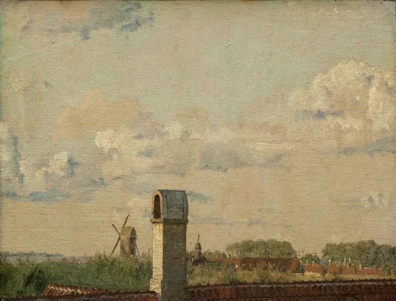 Christen Købke – Blick aus einem Fenster im Toldbodvej auf die Zitadelle in Kopenhagen 1833 | Giclée Kunstdruck gerahmt