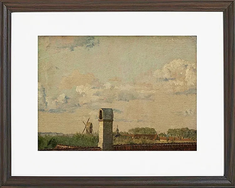 Christen Købke – Blick aus einem Fenster im Toldbodvej auf die Zitadelle in Kopenhagen 1833 | Giclée Kunstdruck gerahmt