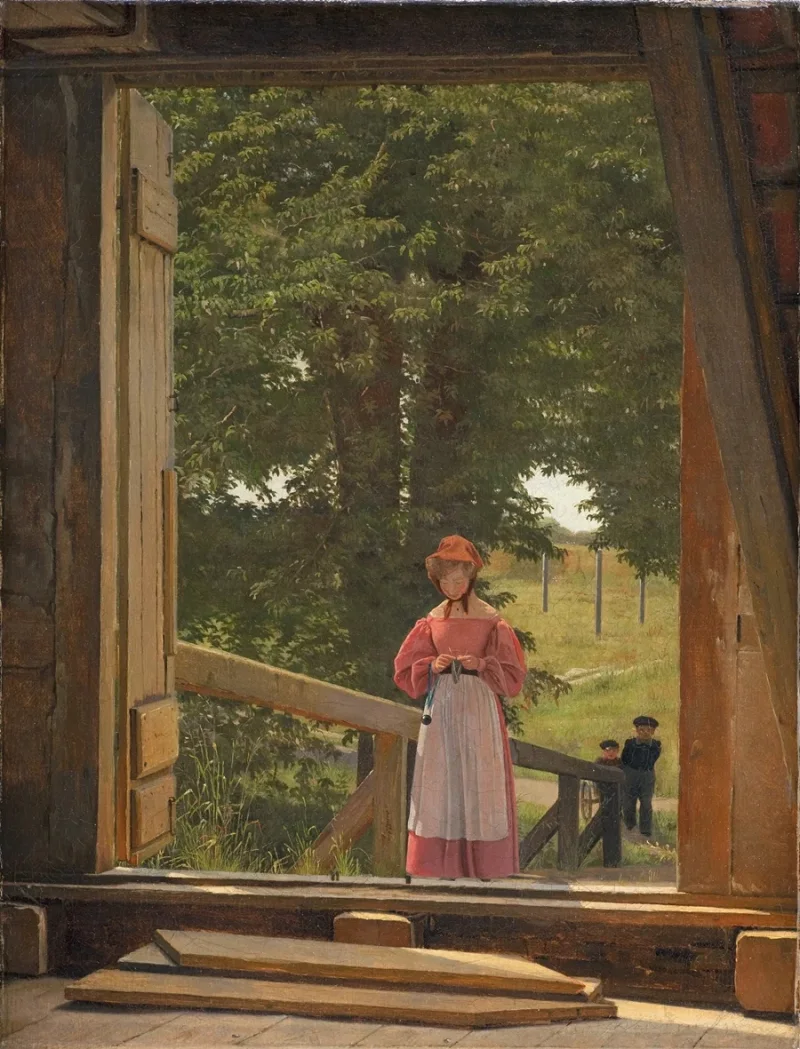Christen Købke – Blick vom Dachboden des Getreidelagers in der Bäckerei 1831 | Giclée Kunstdruck gerahmt