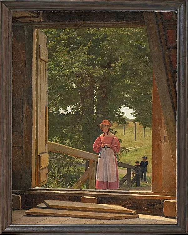 Christen Købke – Blick vom Dachboden des Getreidelagers in der Bäckerei 1831 | Giclée Kunstdruck gerahmt