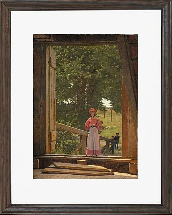 Christen Købke – Blick vom Dachboden des Getreidelagers in der Bäckerei 1831 | Giclée Kunstdruck gerahmt