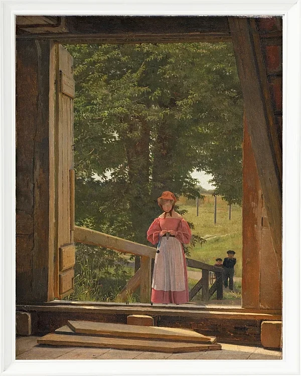 Christen Købke – Blick vom Dachboden des Getreidelagers in der Bäckerei 1831 | Giclée Kunstdruck gerahmt