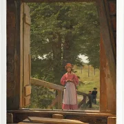 Christen Købke – Blick vom Dachboden des Getreidelagers in der Bäckerei 1831 | Giclée Kunstdruck gerahmt