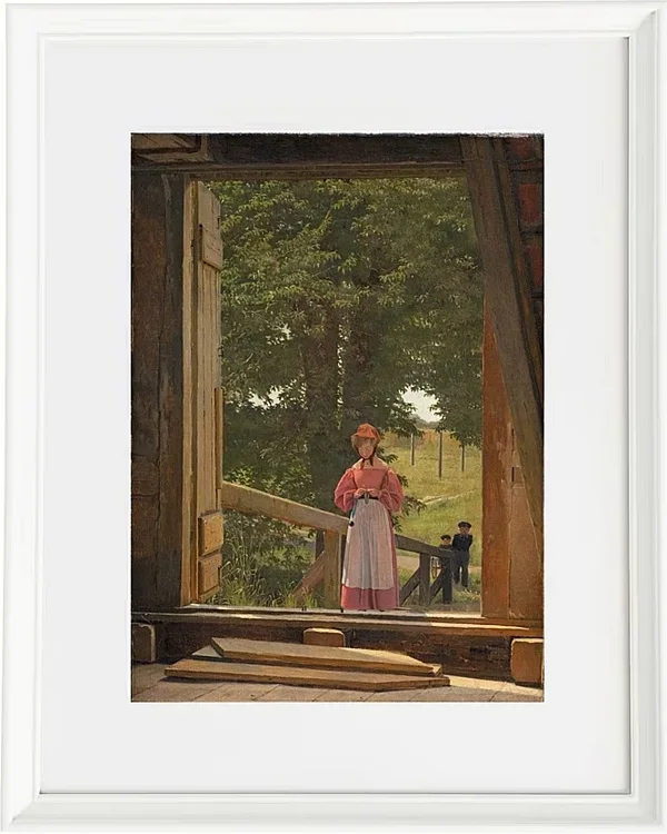 Christen Købke – Blick vom Dachboden des Getreidelagers in der Bäckerei 1831 | Giclée Kunstdruck gerahmt