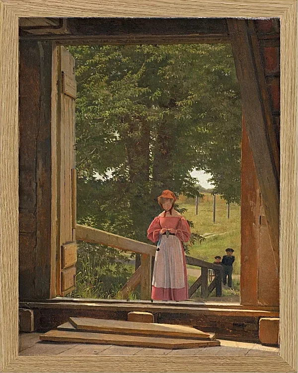 Christen Købke – Blick vom Dachboden des Getreidelagers in der Bäckerei 1831 | Giclée Kunstdruck gerahmt