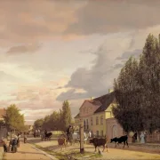 Christen Købke | Udsigt over en Gade på Østerbro uden for København, Morgenlys - 1836 | Indrammet kunsttryk | Danmarks Guldalder | formida
