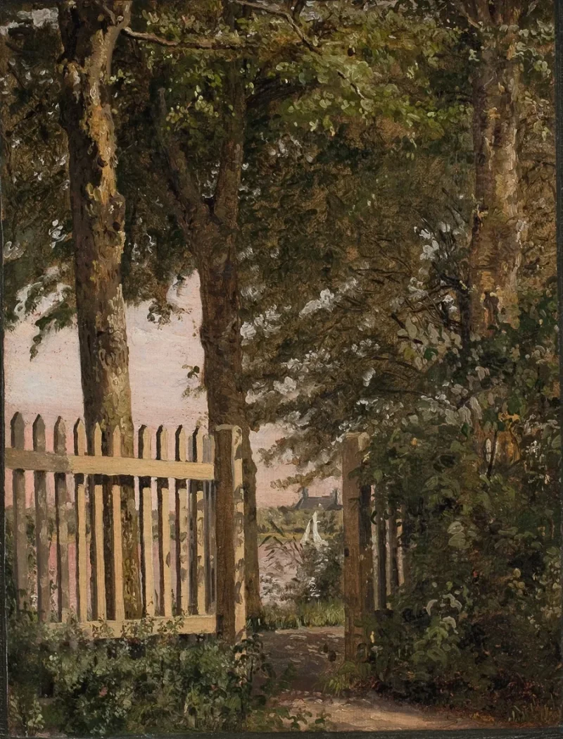 Christen Købke – Das Gartentor des Künstlerhauses in Blegdammen 1834 | Giclée Kunstdruck gerahmt