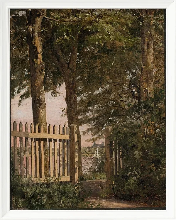 Christen Købke – Das Gartentor des Künstlerhauses in Blegdammen 1834 | Giclée Kunstdruck gerahmt