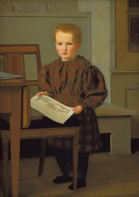 Christen Købke | Maleren C.W. Eckersbergs søn Julius i hans Faders Studio - 1831 | Indrammet kunsttryk | Danmarks Guldalder | formida