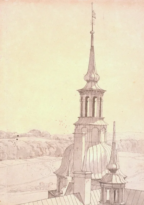 Christen Købke | Einer der kleinen Türme auf Schloss Frederiksborg - 1831 | Gerahmter Kunstdruck | Goldenes Zeitalter Dänemark | formida