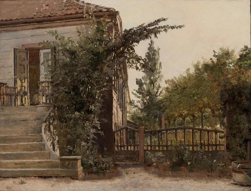 Christen Købke – Die Gartentreppe führt zum Atelier des Künstlers am Blegdammen 1841 | Giclée Kunstdruck gerahmt