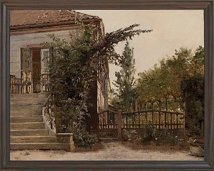 Christen Købke – Die Gartentreppe führt zum Atelier des Künstlers am Blegdammen 1841 | Giclée Kunstdruck gerahmt