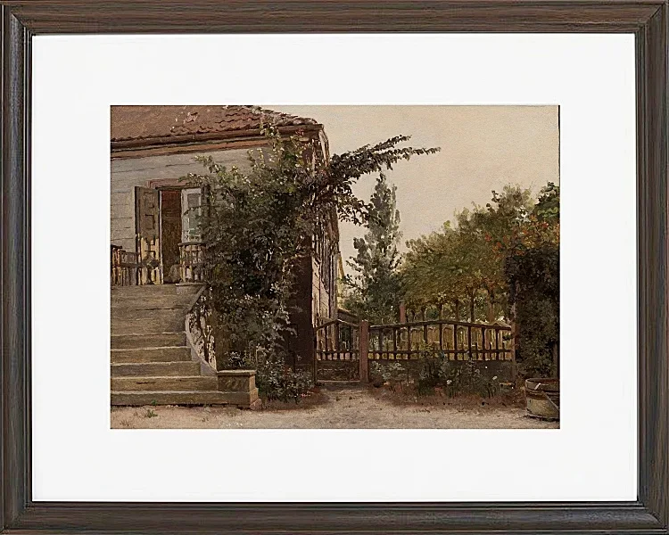 Christen Købke – Die Gartentreppe führt zum Atelier des Künstlers am Blegdammen 1841 | Giclée Kunstdruck gerahmt