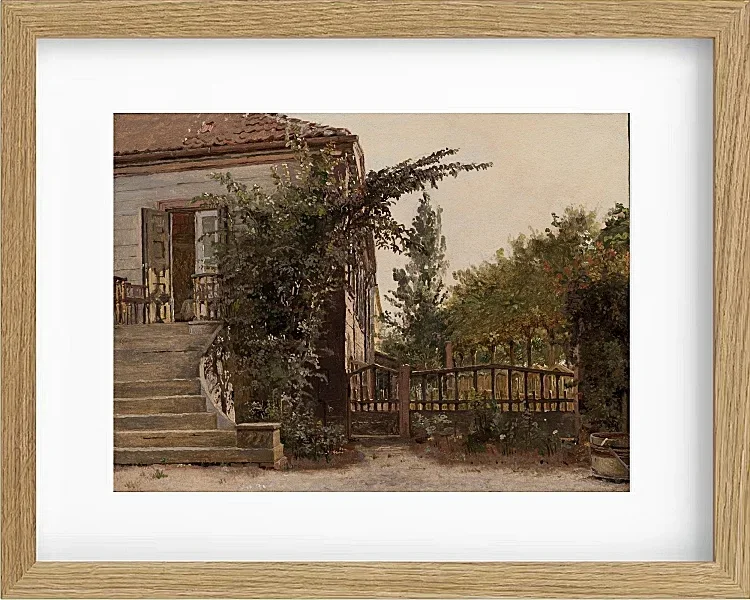 Christen Købke – Die Gartentreppe führt zum Atelier des Künstlers am Blegdammen 1841 | Giclée Kunstdruck gerahmt